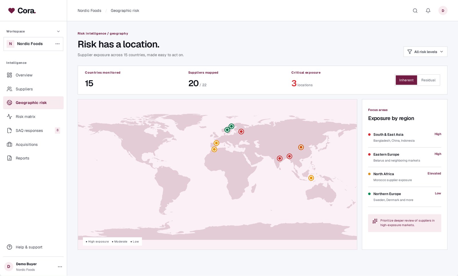 Cora Geographic risk screen